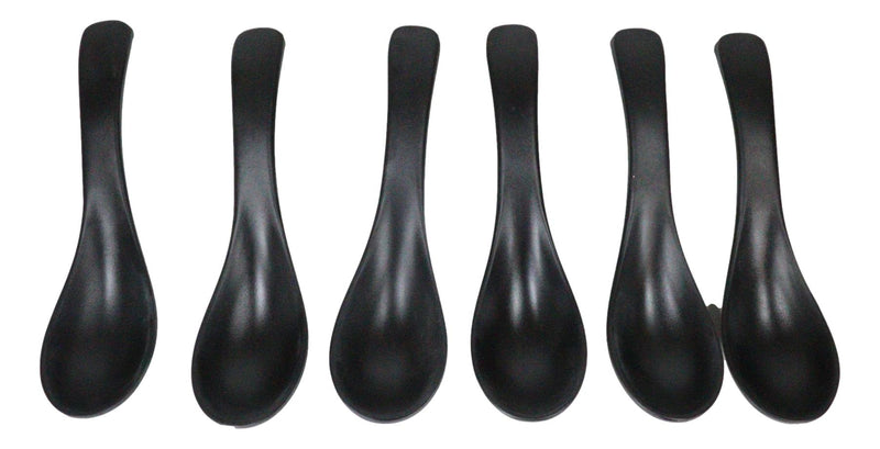 Matte Black Melamine Deep Soup Spoons Pack Of 12 Restaurant Supply Food Spoon