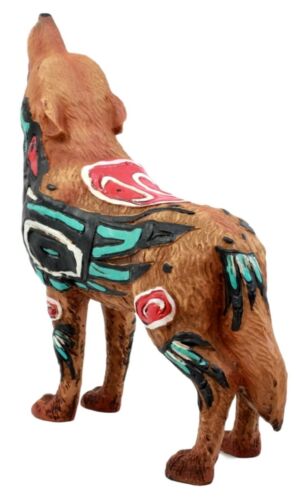 Raven Crow Scavenger Native Tribal Howling Wolf Totem Spirit Figurine 6.25"L