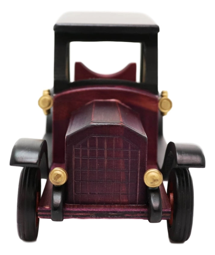 Hand Made Wood Retro Antique Style Purple Model T Sedan Car Wine Holder Figurine