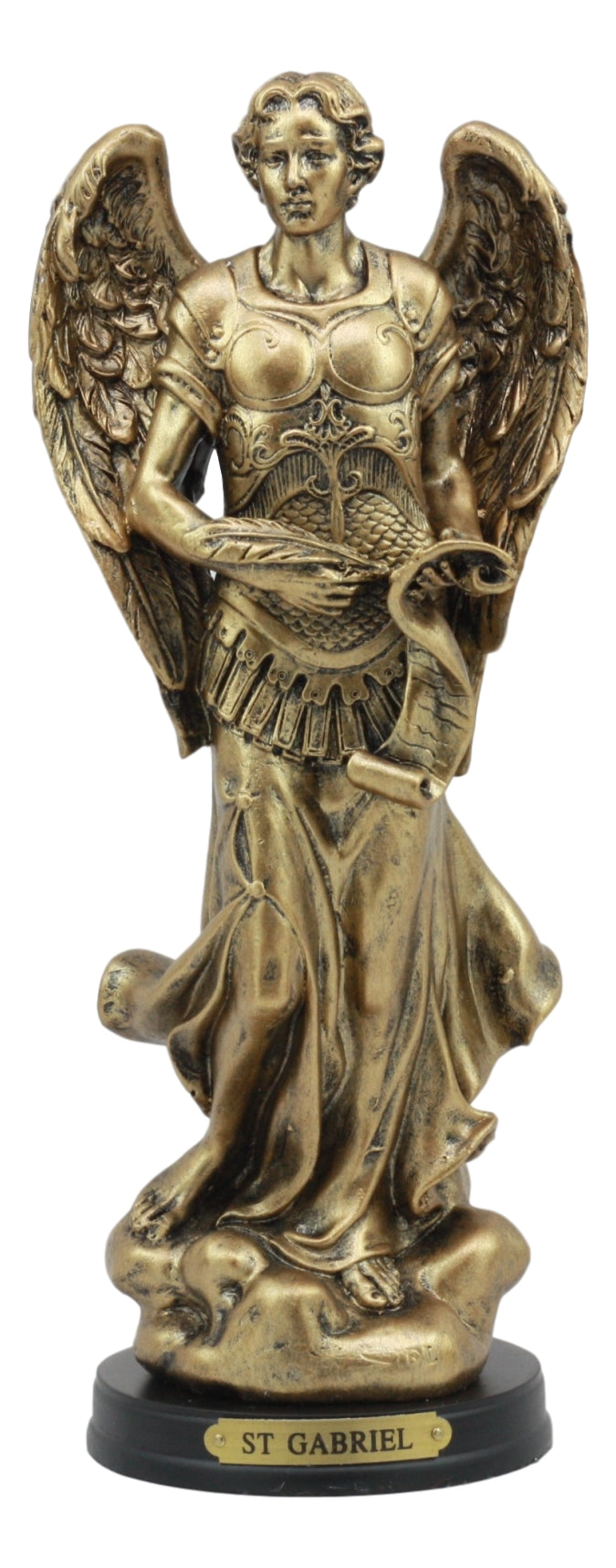 Byzantine Catholic Church Archangel Gabriel With Sacred Scroll Statue 8"Tall - Ebros Gift