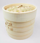 Dimsum High Tea 6" Diameter Bamboo Steamer - Stackable Two Baskets With One Lid