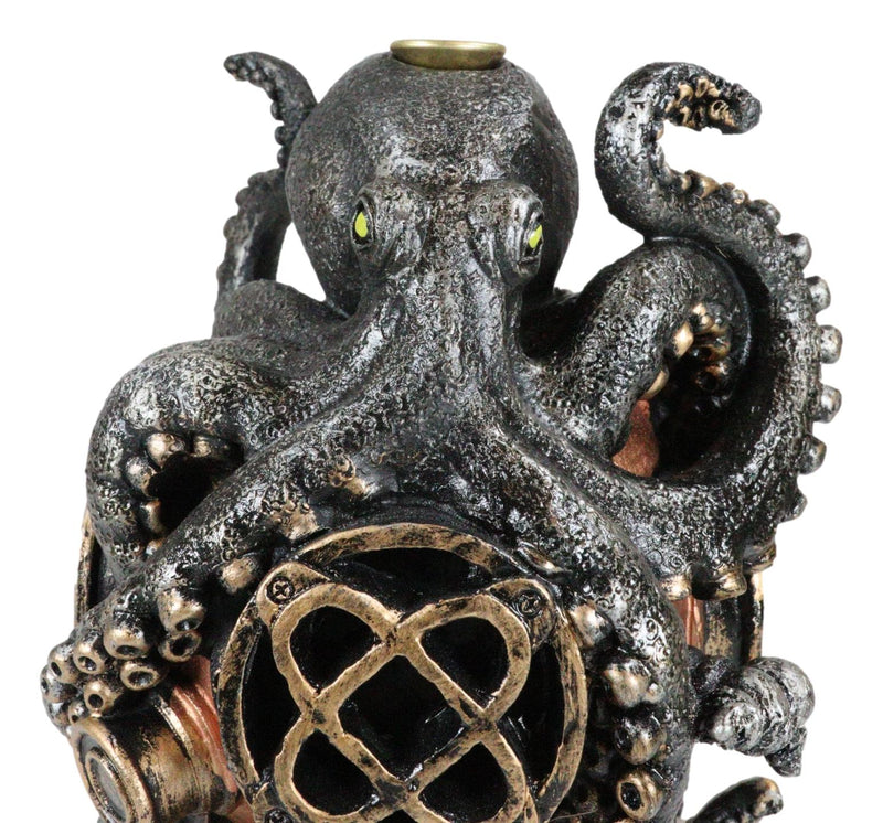 Ocean Marine Octopus Kraken On Steampunk Divers Helmet Incense Cone Burner