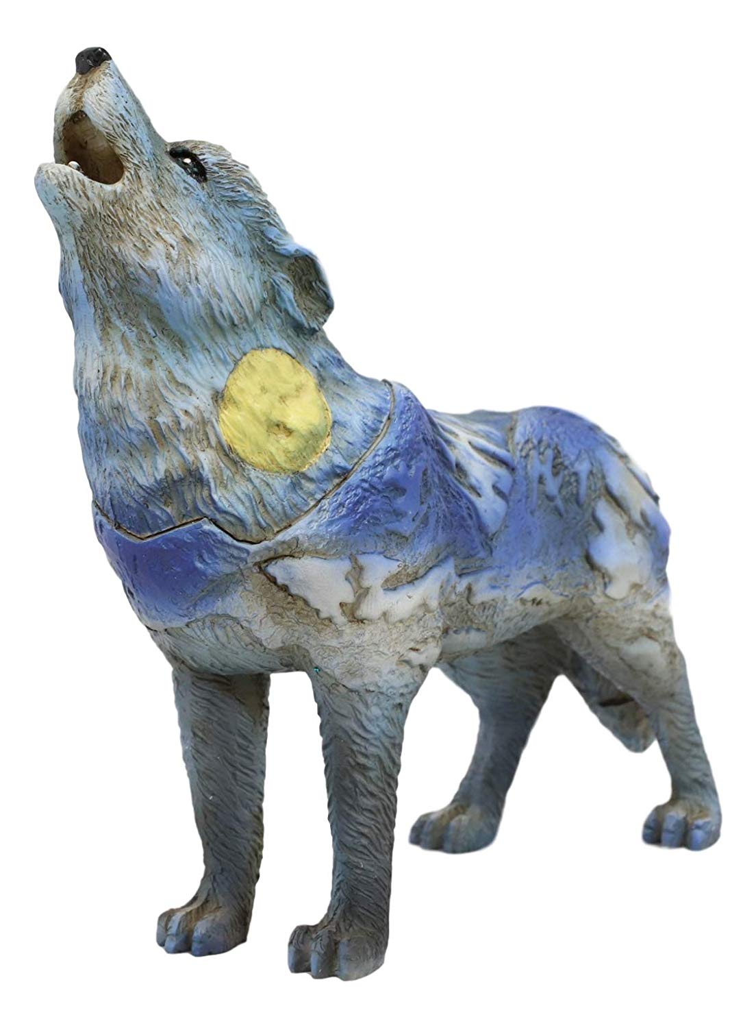 Moon Mountain Native Tribal Howling Wolf Totem Spirit Figurine Collection 6"L