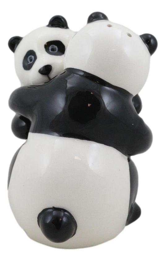 Ceramic Hugging And Dancing Giant Panda Bears Salt And Pepper Shakers Set Decor - Ebros Gift