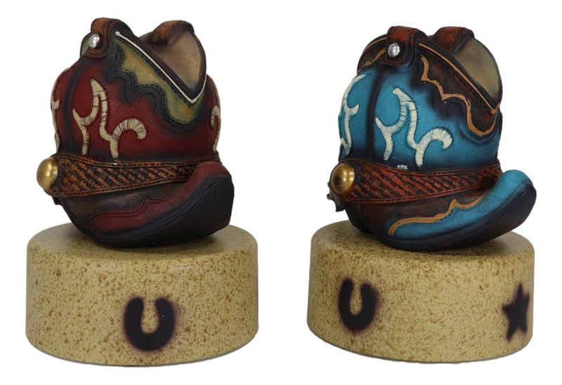 Set Of 2 Turquoise And Maroon Western Cowboy Pair of Boots Mini LED Night Lights