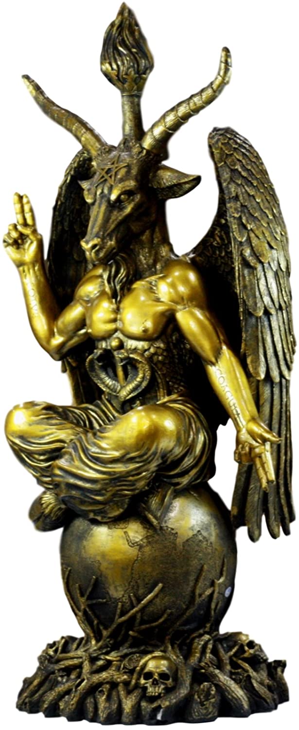 Large Gold Tone 3 Feet Oversized Sabbatic Goat Baphomet Statue