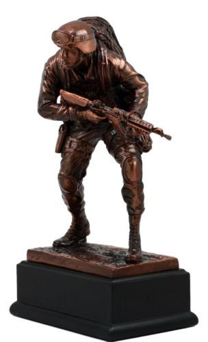 Patriotic Marine Cadet Statue With Base 10"H Ground Combat Rifle Special Force - Ebros Gift