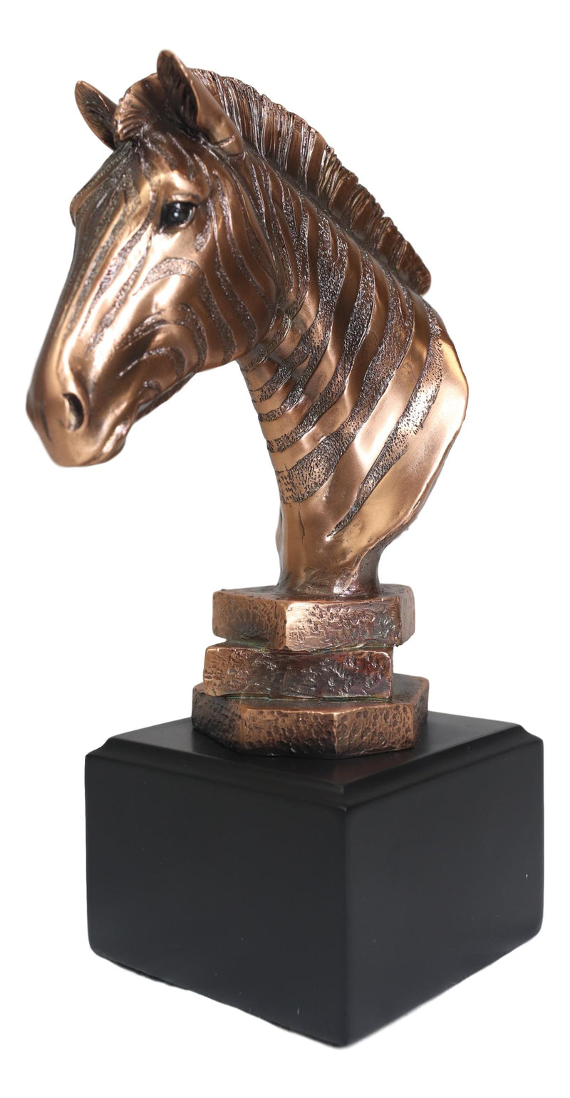 Ebros Madagascar Safari Zebra Horse Bust Statue In Bronze Electroplated Finish
