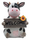 Ebros Animal Farm Whimsical Holstein Cow with Welcome Sign Statue 13" Tall Sunflower Cow Garden Greeter Figurine