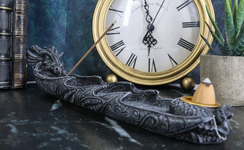 Gothic Gargoyle Dragon Head And Body Incense Burner and Taper Candle Holder
