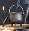 Cast Iron Occult Wicca Pentagram Star In Circle Cauldron With Handle and Lid