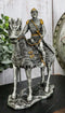 Pewter Metal Medieval Suit Of Armor Knight On Horse With Spear Axe Figurine