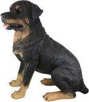 Ebros Sitting Rottie Rottweiler Dog Statue 21" Tall With Glass Eyes Collectible