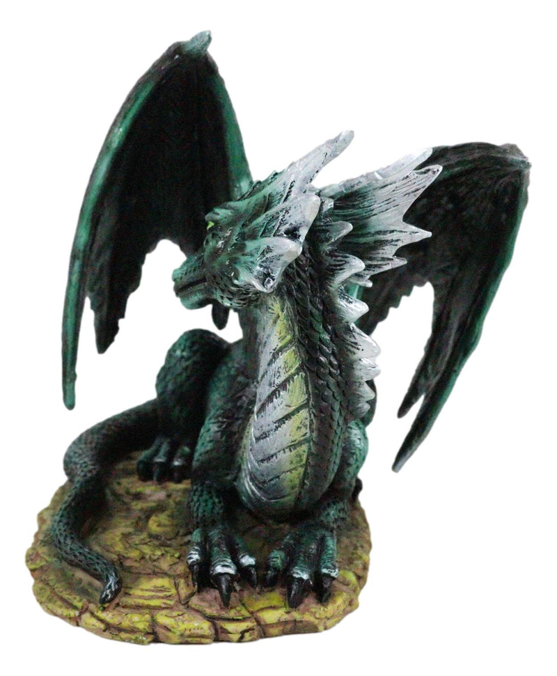 Legendary Horned Dark Green Scaled Dragon At Rest Figurine Dungeons Dragons