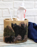 Western Rustic Pine Forest Mountain Black Bear With Cubs 5 Piece Bathroom Set