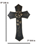 Western Black and Bronze Blooming Rose Stalk Petals Cross Wall Crucifix Plaque