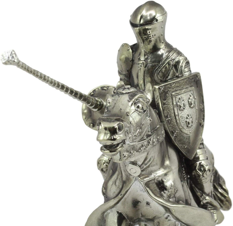 Ebros Medieval Suit of Armor Knight Jousting On Horse Statue Medieval Tournament Heavy Cavalry Champion with Lance Decorative Figurine