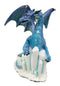 Ebros Blue Snow Wraith Winter Dragon On Giant Ice Crystal Rocks Figurine 4.25"H