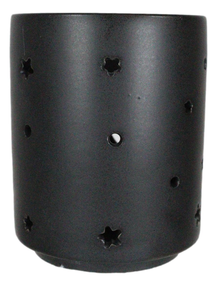 Pack Of 2 Wicca Triple Moon Goddess Black Ceramic Tea Light Votive Candle Holder