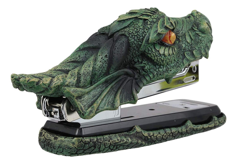 Ebros Legendary Green Fire Dragon Head Stapler Light Duty Office Desktop Stationery