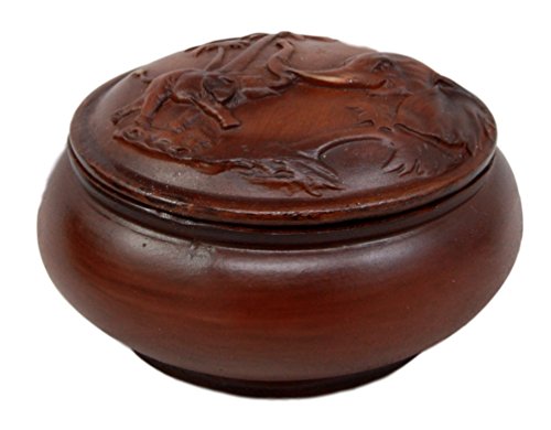 Ebros Gift Faux Wood Resin Safari Elephant with Calf Rounded Jewelry Trinket Decorative Box Figurine 4" D As Safari Elephants Decor Accessory Storage Sculptural Wildlife Art - Ebros Gift