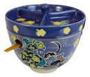 Purple Floral Sky Ramen Bowl With Tempura Divider Condiment Lid Chopsticks Set