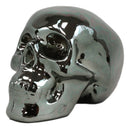 Electroplated Shiny Gunmetal Cranium Skull Head Money Bank Resin Figurine 7.5"L