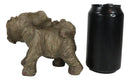 Small Wildlife Elephant Father Piggybacking Playful Calf Figurine 5.25"L