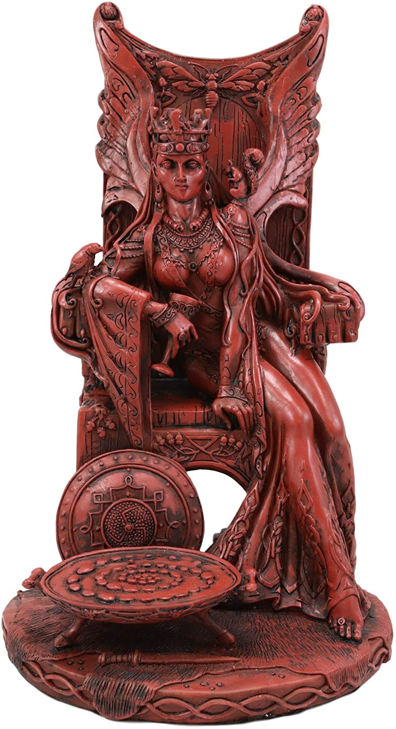 Ebros Celtic Occult Goddess Of Fertility Maeve With Bird And Squirrel On Throne Statue