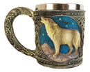 Celtic Howling Gray Wolf At Starry Night Mountains Coffee Mug & Wine Goblet Set