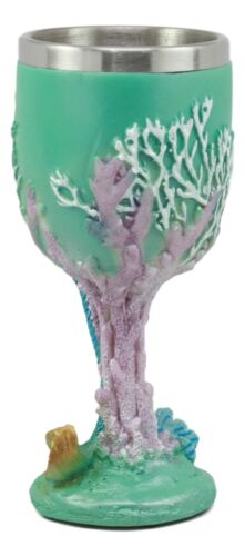 Ebros Turquoise Ocean Marine Coral Reef Mermaid With Pearl Wine Goblet