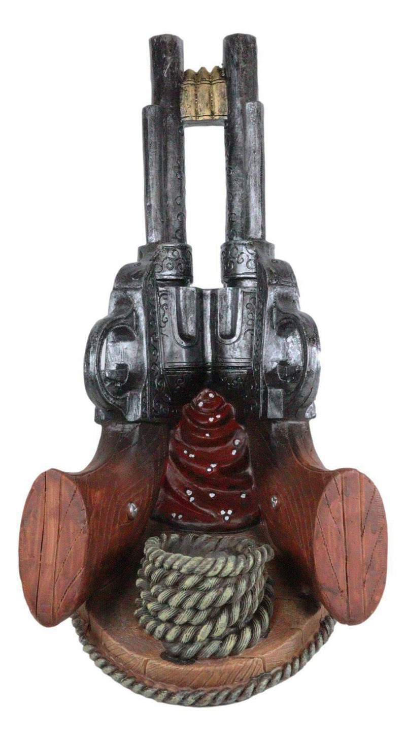 Ebros Western Six Shooter Cowboy Pistol Wine Bottle Holder Caddy 9.75" Long