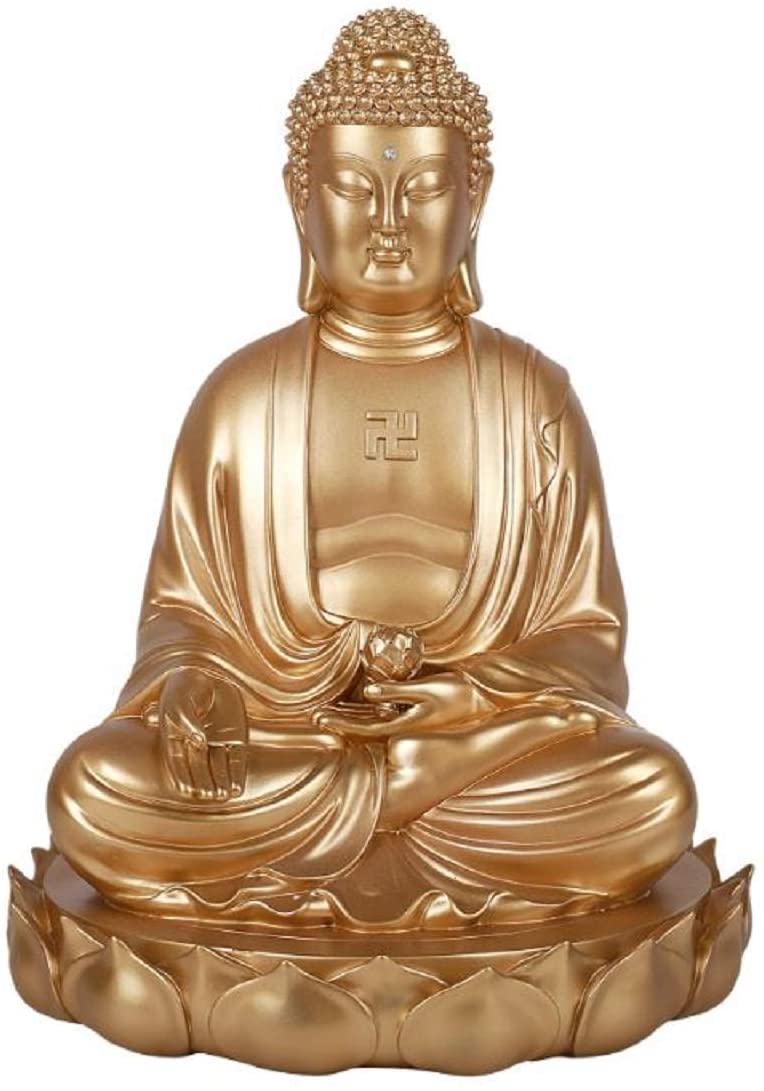 Ebros 16.5"H Eastern Enlightenment Gautama Buddha Gold Finish Resin Figurine - Ebros Gift