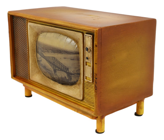 Vintage Retro Rectangle TV Television Box Set Money Coin Piggy Bank Accent Decor