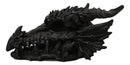 Oversized Giant 27"L Dragon Black Fossil Skull With Horns Grendel Drake Statue