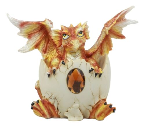 Ebros November Birthstone Dragon Egg Statue 4.25" Tall Orange Topaz November Birthstone Gem Symbol Hatchling Dragon Collector Figurine