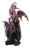 Metallic Purple Mother Dragon With Baby Family Statue 10.5"H Fantasy Home Decor