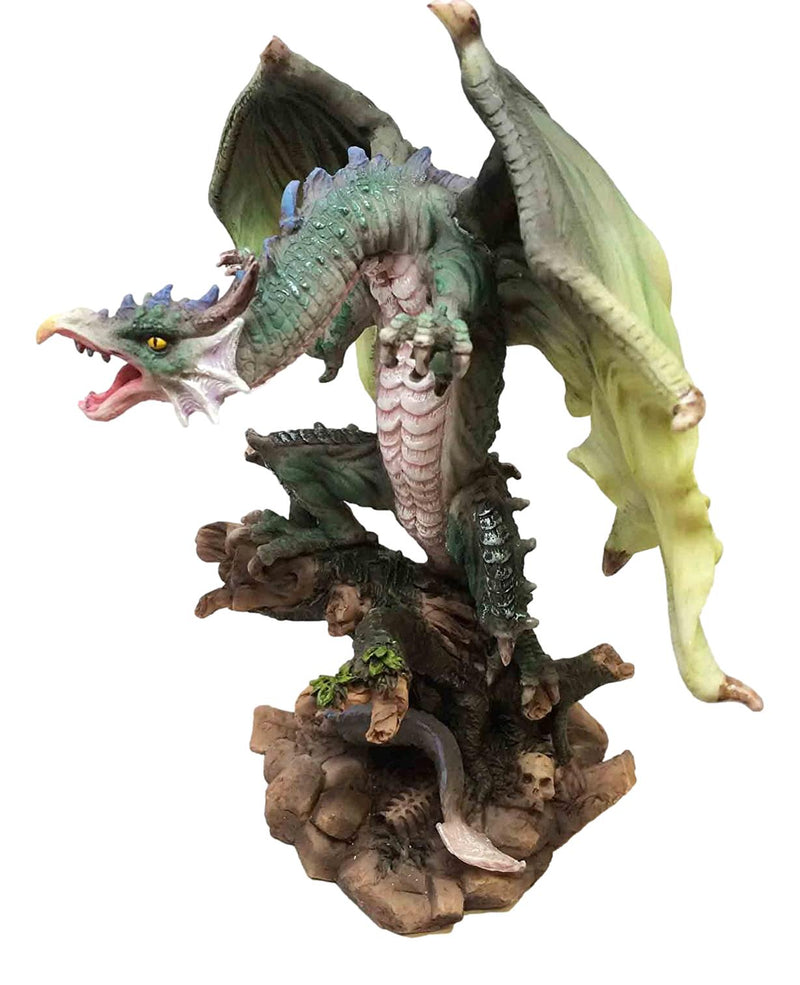 Fantasy Land Of Dragons Green Earth Elemental Drake Dragon Roaring Statue