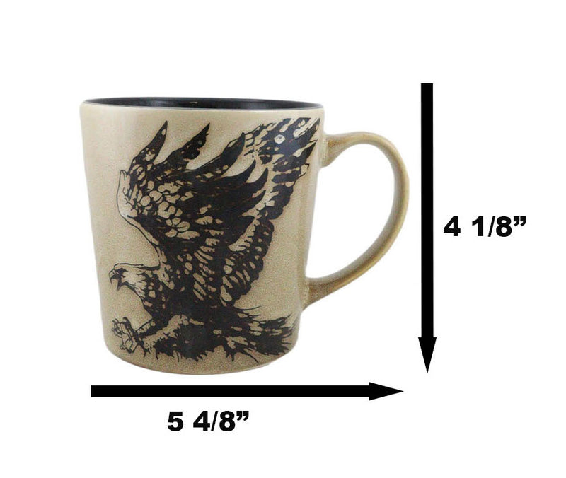 PACK OF 2 Glazed Stoneware Patriotic Bald Eagle 13oz Ceramic Mug Coffee Cup