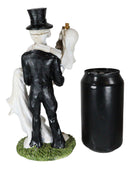 Love Never Dies Day of The Dead Skeleton Groom Carrying Bride With Rose Figurine