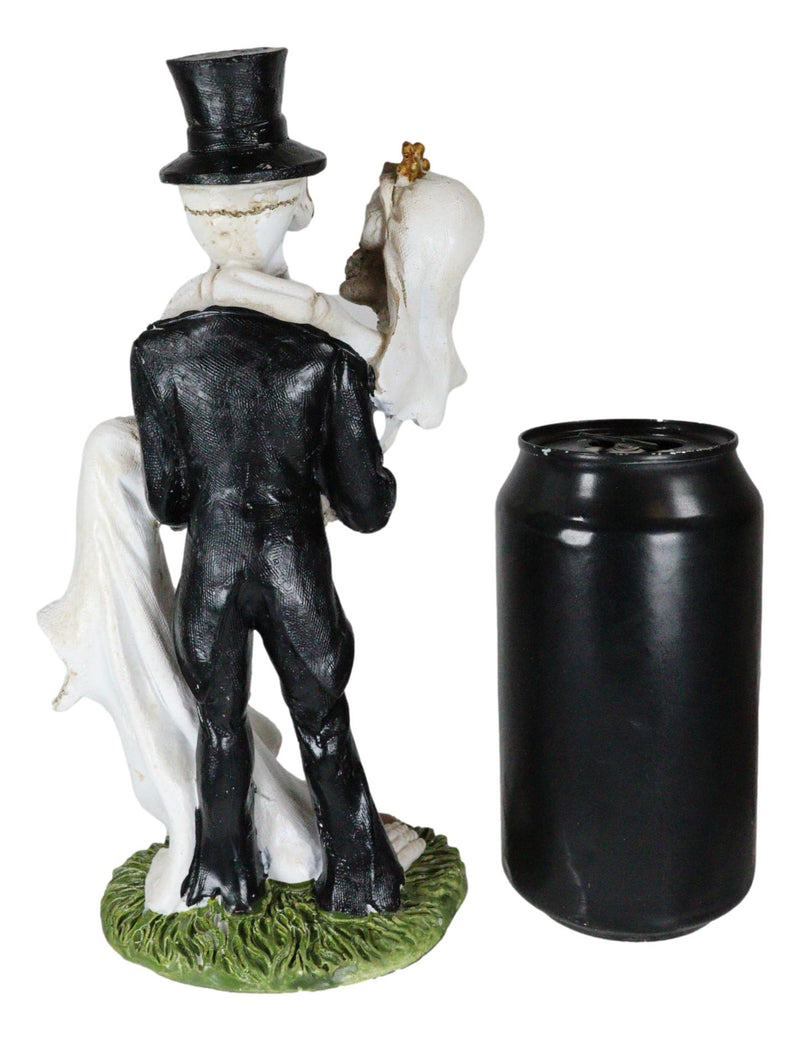 Love Never Dies Day of The Dead Skeleton Groom Carrying Bride With Rose Figurine