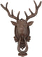 Ebros Gift Rustic Western Forest Horned Elk Deer Head Cast Iron Door Knocker 10.5" Tall Figurine Decorative Knockers Buck for Hunter Cabin Lodge Home Accent Decor Hardware