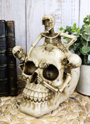 Grinning Jointed Cranium Skull With Triple Threat Skeletons Ossuary Figurine