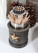 Rustic Lone Western Star Cowboy Sheriff Toothpick Holder With Spring Barrel