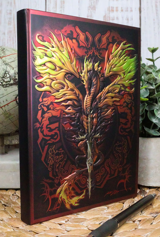 Dragon's Lair Fantasy Flame Blade Dragon Embossed Journal Diary Blank Notebook - Ebros Gift