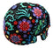 Ebros Gift Day Of The Dead Black Multi Colored Floral Tattoo Skull Figurine 8"L