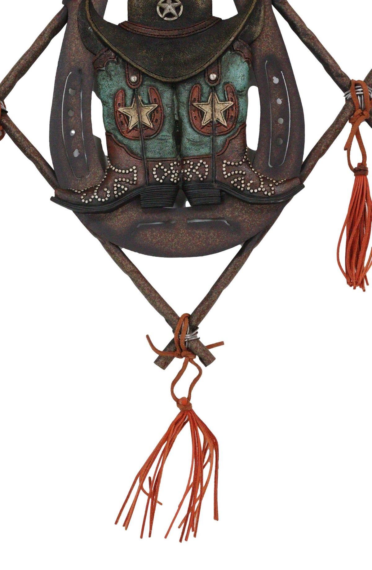 14" Rustic Southwestern Dreamcatcher Lucky Horseshoe Cowboy Hat Boots Wall Decor
