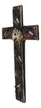 Rustic Western Colorful Horses Breeds Faux Tooled Leather Finish Wall Cross 11"