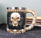 Ebros Evil Grinning Tribal Skull Tankard With Skulls Skeletal Spine Bones Handle