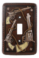 Set of 2 Western Cowboy Six Shooter Pistols Single Toggle Switch Wall Plates